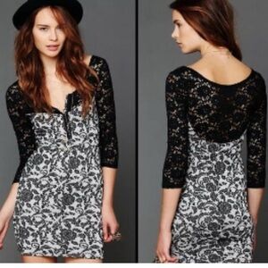 FREE People lace black floral dress Medium
